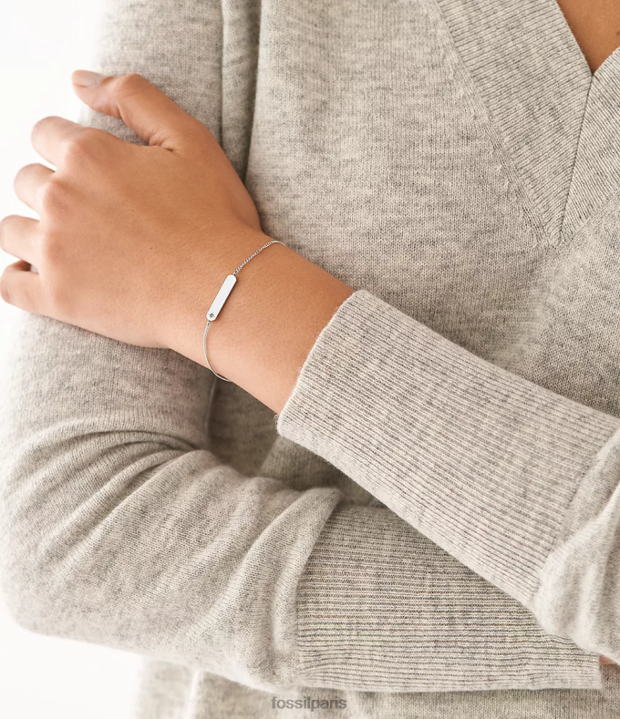 Fossil femmes argenté bracelet chaîne à barre en acier inoxydable draw bijoux 0ZTD41010
