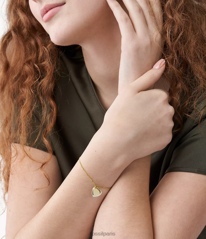 Fossil femmes deux tons bracelet chaîne cœur en acier inoxydable Lane bijoux 0ZTD41270