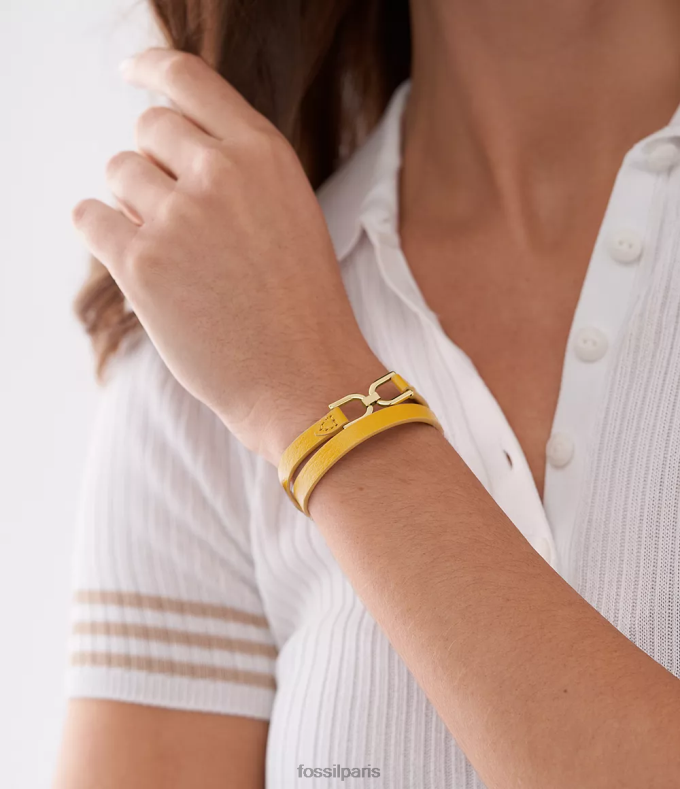 Fossil femmes jaune citron bracelet en cuir Heritage D-Link bijoux 0ZTD4998