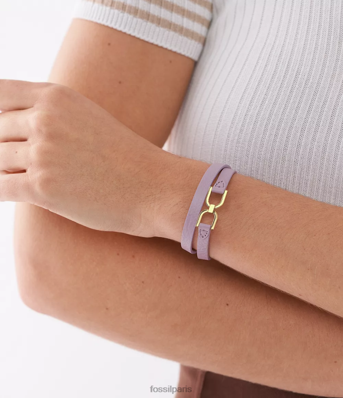 Fossil femmes lavande bracelet en cuir Heritage D-Link bijoux 0ZTD4968