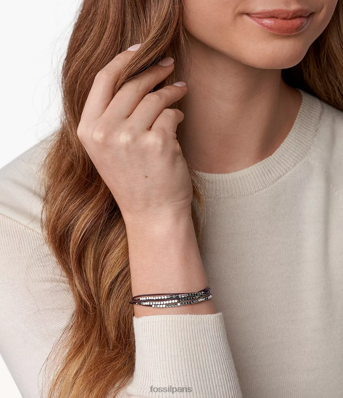 Fossil femmes marron/argent bracelet coulissant rondelle délicate sadie bijoux 0ZTD4988