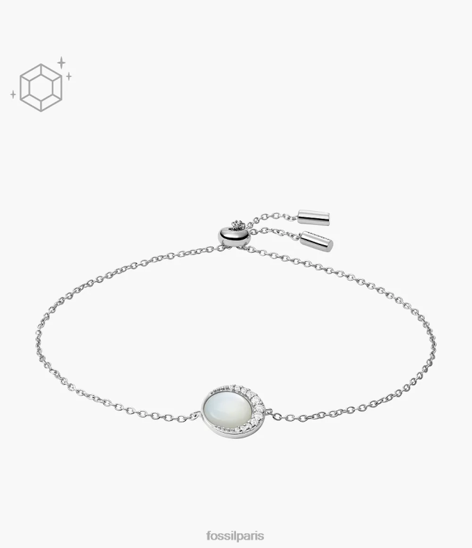 Fossil femmes nacre blanche bracelet à chaîne en forme de croissant en argent sterling bijoux 0ZTD4993