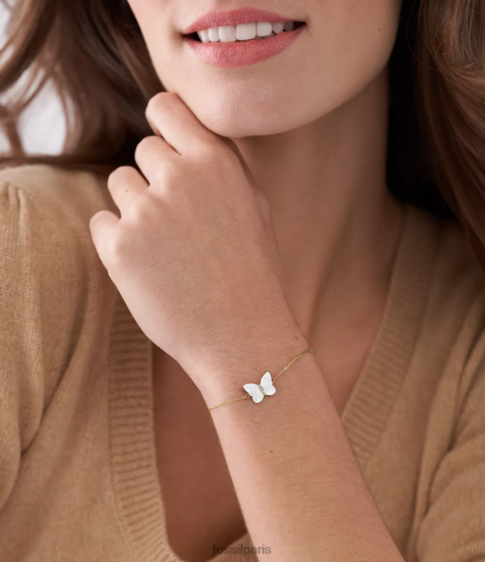 Fossil femmes nacre blanche bracelet chaîne papillon ailes rayonnantes bijoux 0ZTD4973