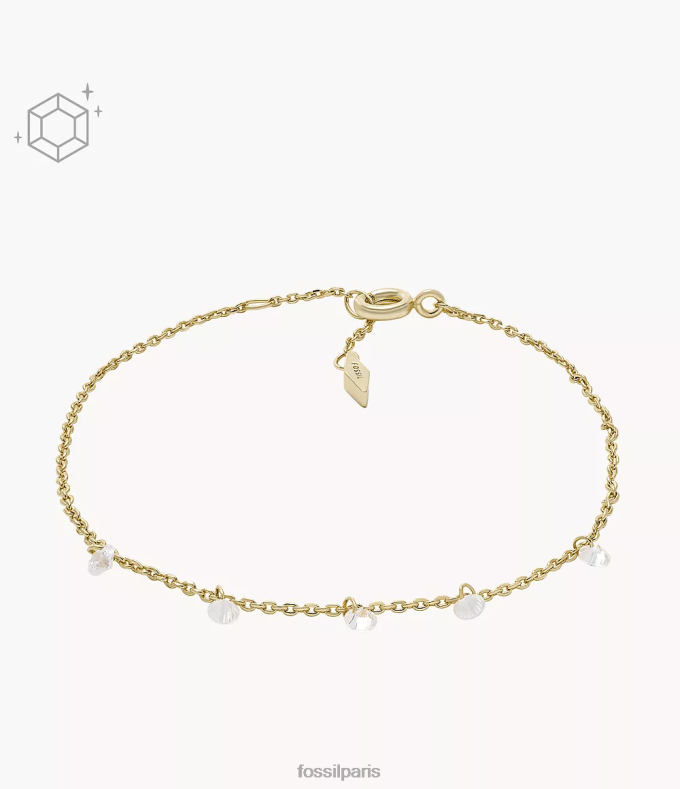 Fossil femmes or bracelet suspendu en laiton plaqué 14 carats et acier inoxydable Sadie Shine Bright bijoux 0ZTD4996