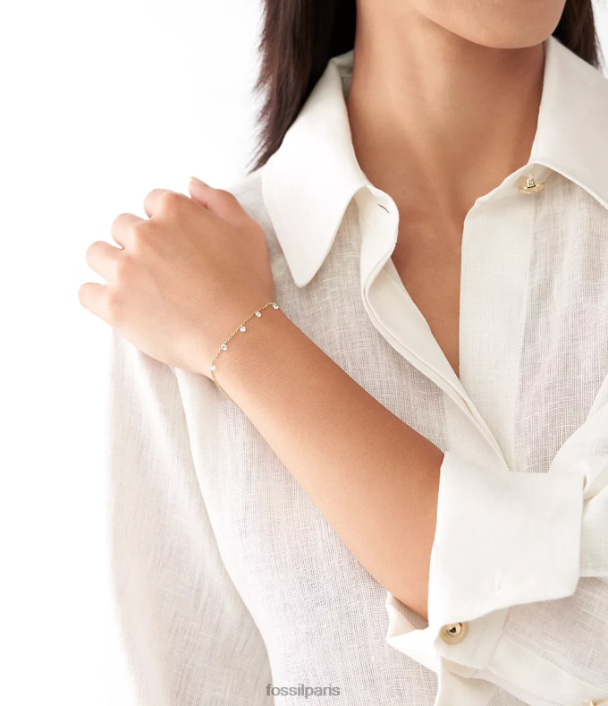 Fossil femmes or bracelet suspendu en laiton plaqué 14 carats et acier inoxydable Sadie Shine Bright bijoux 0ZTD4996