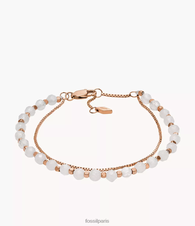 Fossil femmes quartz rose bracelet perlé à chaîne tout empilé bijoux 0ZTD4982