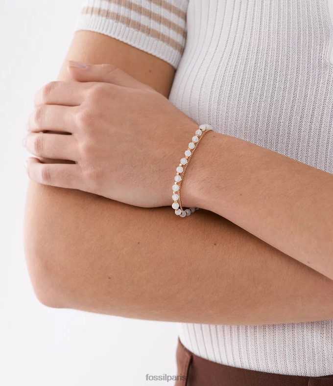 Fossil femmes quartz rose bracelet perlé à chaîne tout empilé bijoux 0ZTD4982