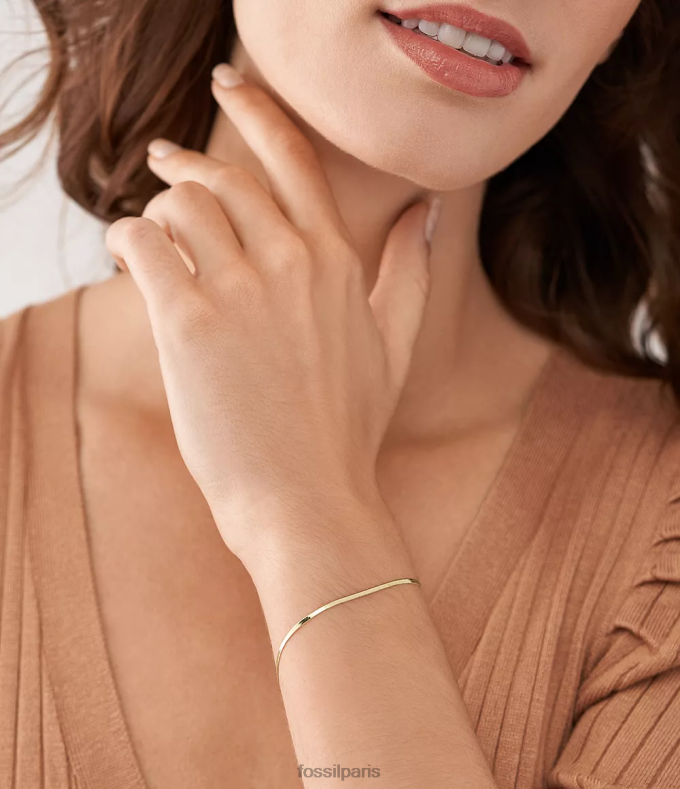 Fossil femmes ton d'or bracelet chaîne en acier inoxydable tout empilé bijoux 0ZTD4978