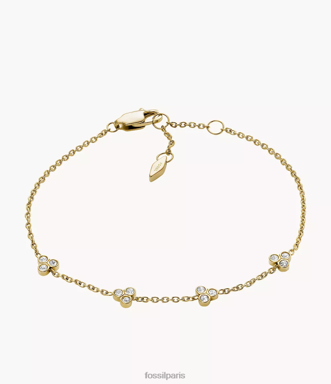Fossil femmes ton d'or bracelet de station en acier inoxydable sadie trio glitz bijoux 0ZTD4966