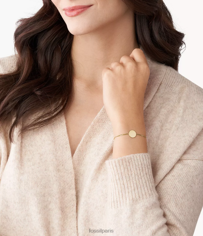 Fossil femmes ton d'or bracelet en acier inoxydable à disque de voie bijoux 0ZTD41005