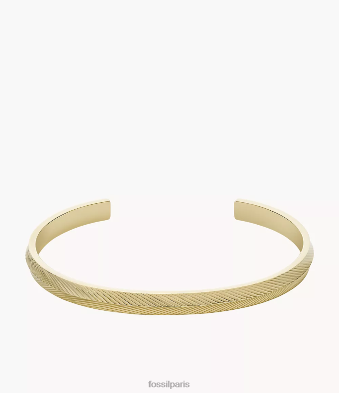 Fossil femmes ton d'or bracelet jonc en acier inoxydable à texture linéaire harlow bijoux 0ZTD41003