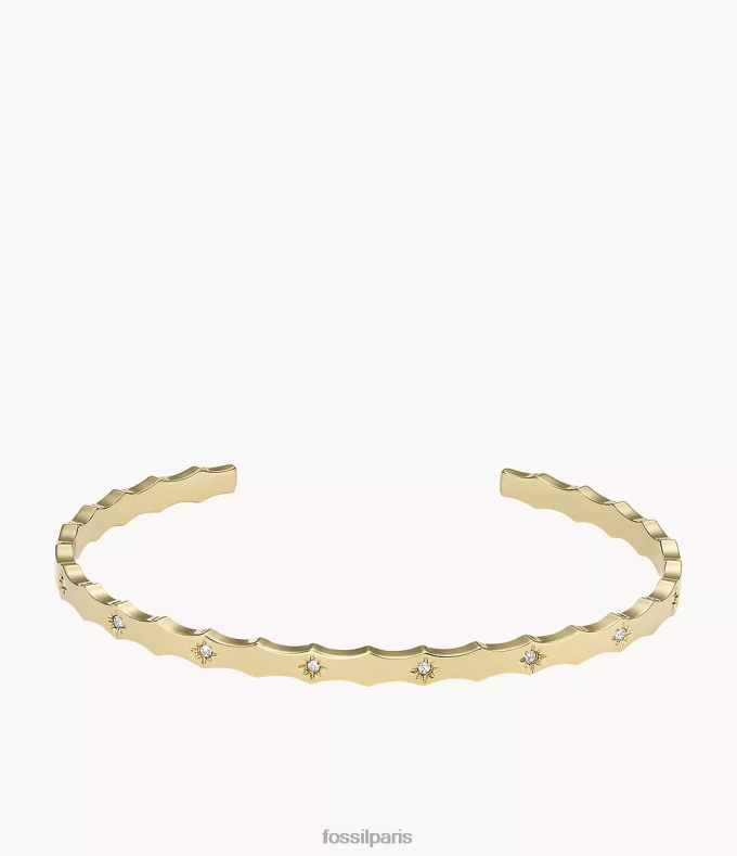 Fossil femmes ton d'or bracelet manchette en acier inoxydable à bords festonnés Sadie bijoux 0ZTD4989