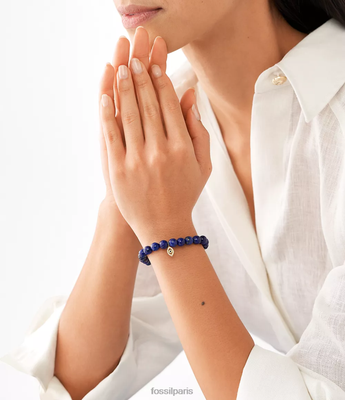Fossil femmes ton d'or bracelet perlé en lapis teint moderne et magique Sutton bijoux 0ZTD41235