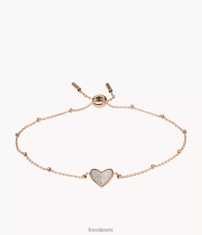 Fossil femmes ton doré rose bracelet chaîne en acier inoxydable coeurs flutter sutton bijoux 0ZTD41008