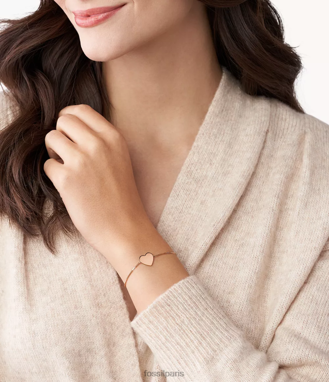 Fossil femmes ton doré rose bracelet en acier coeur Lane bijoux 0ZTD4984