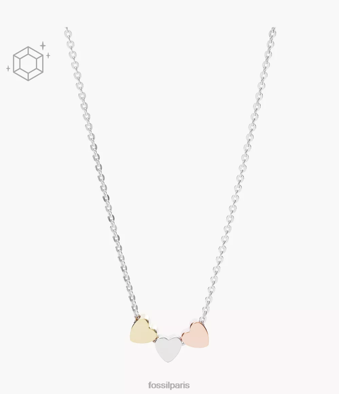 Fossil femmes argent Collier en argent sterling tricolore avec cœur pour la fête des mères d'Elliott bijoux 0ZTD4935