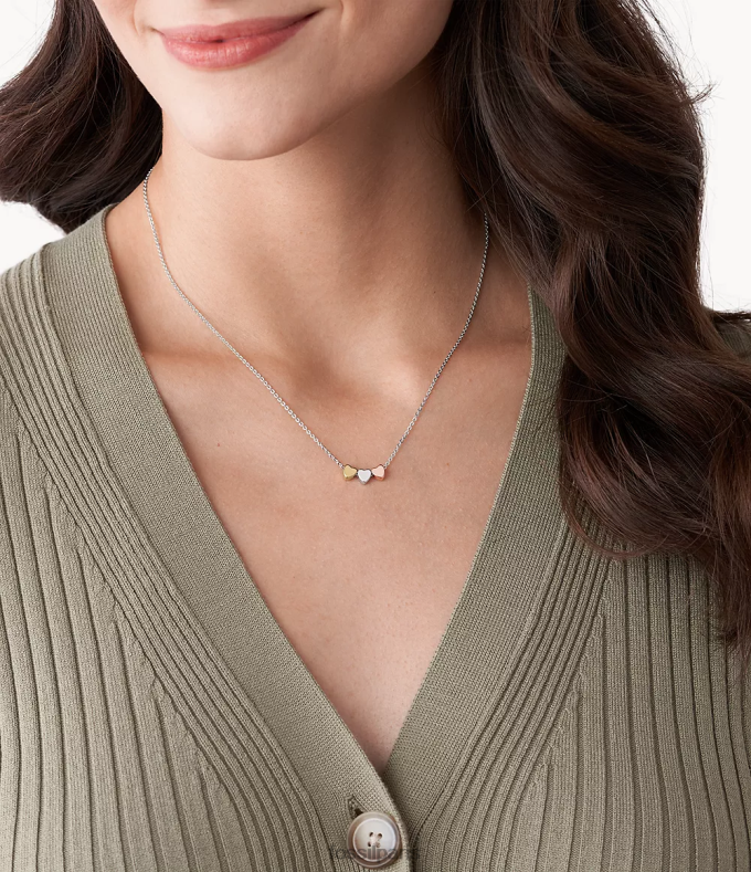 Fossil femmes argent Collier en argent sterling tricolore avec cœur pour la fête des mères d'Elliott bijoux 0ZTD4935