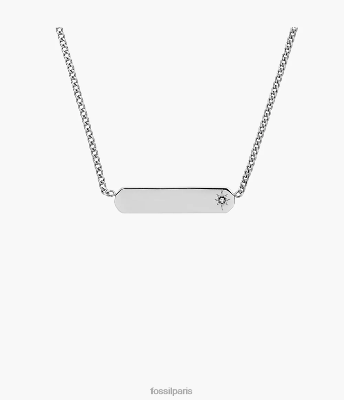 Fossil femmes argenté collier chaîne à barre en acier inoxydable draw bijoux 0ZTD4919