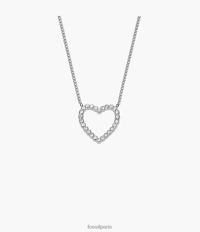 Fossil femmes argenté collier chaîne en acier inoxydable à cœur ouvert Sadie bijoux 0ZTD4950