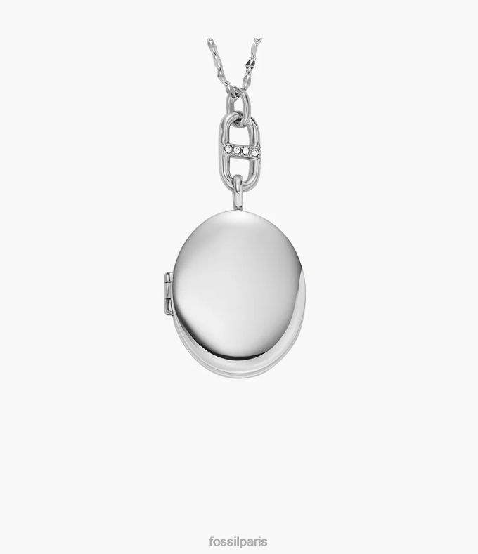 Fossil femmes argenté collier chaîne en acier inoxydable collection médaillon bijoux 0ZTD4905