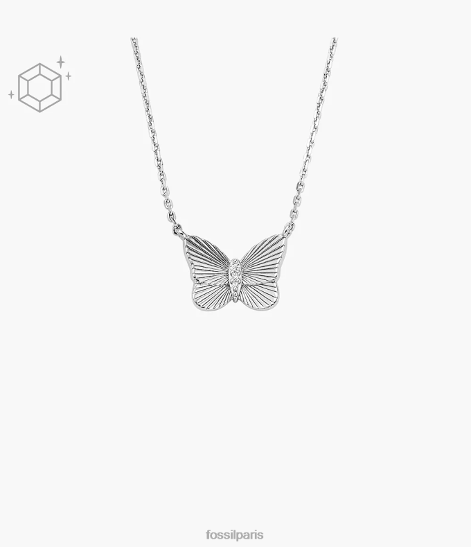 Fossil femmes argent collier de chaîne de papillons sterling bijoux 0ZTD4928