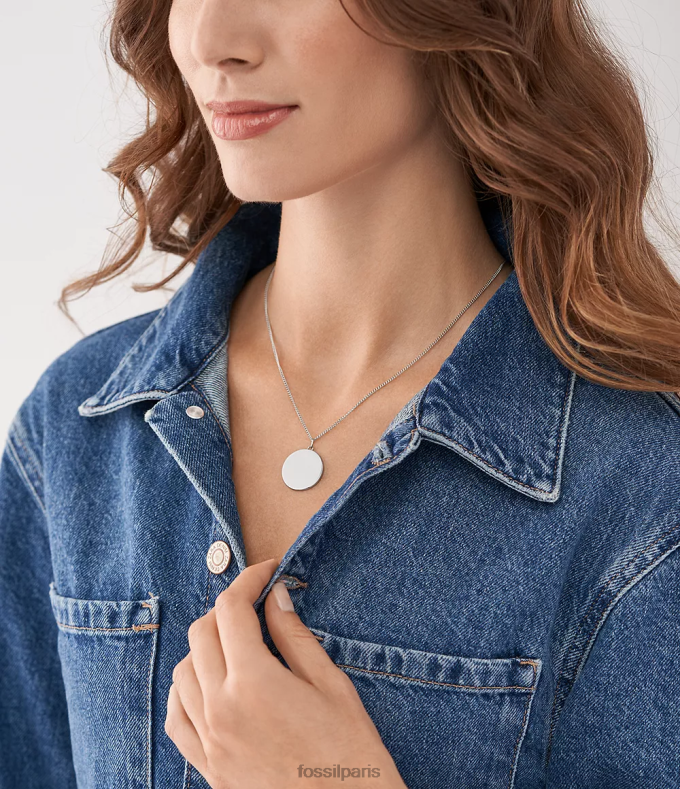 Fossil femmes argenté collier pendentif en acier inoxydable draw bijoux 0ZTD4908
