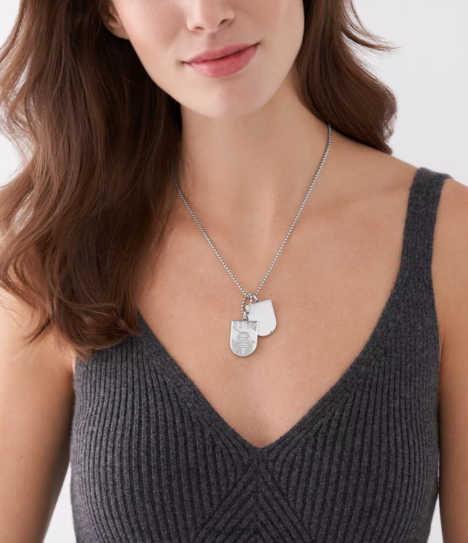Fossil femmes argenté collier plaque d'identité en acier inoxydable star wars r2-d2 bijoux 0ZTD4911
