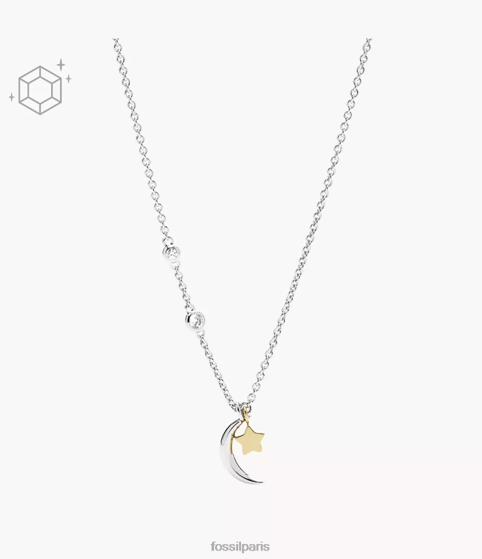 Fossil femmes argent collier étoile sterling et croissant de lune elliott bijoux 0ZTD4929