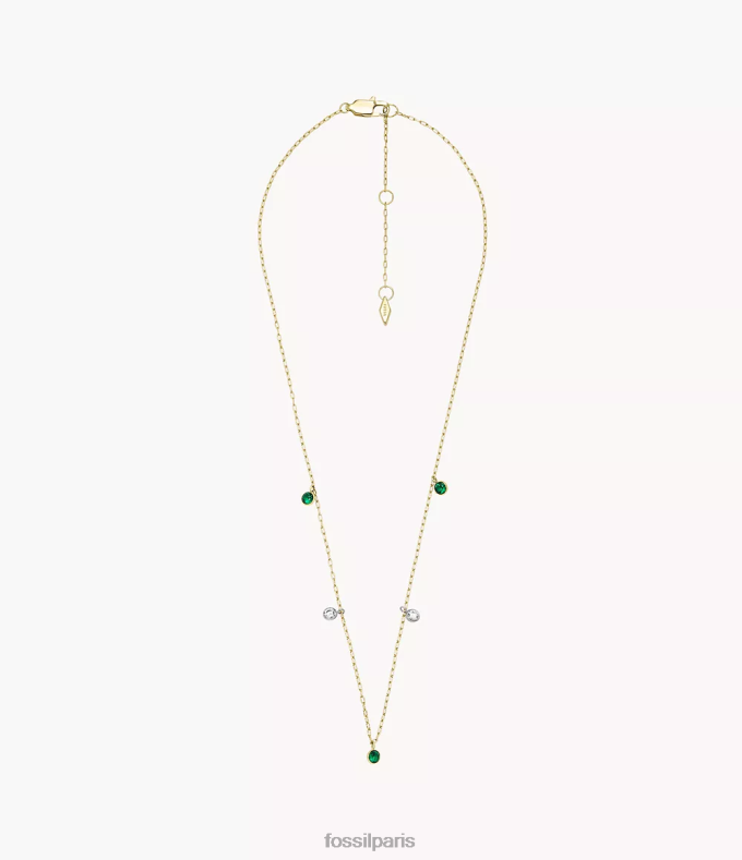 Fossil femmes cristal vert vif et clair collier pendentif éclat festif Sadie bijoux 0ZTD41255
