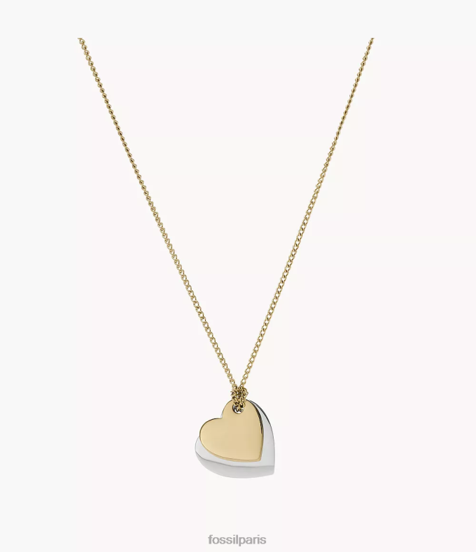 Fossil femmes deux tons collier chaîne cœur en acier inoxydable Lane bijoux 0ZTD41135