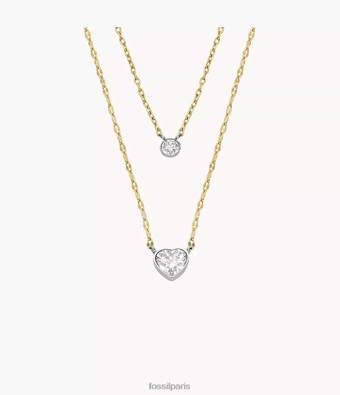 Fossil femmes deux tons collier chaîne en acier inoxydable signes d'affection sadie bijoux 0ZTD4932