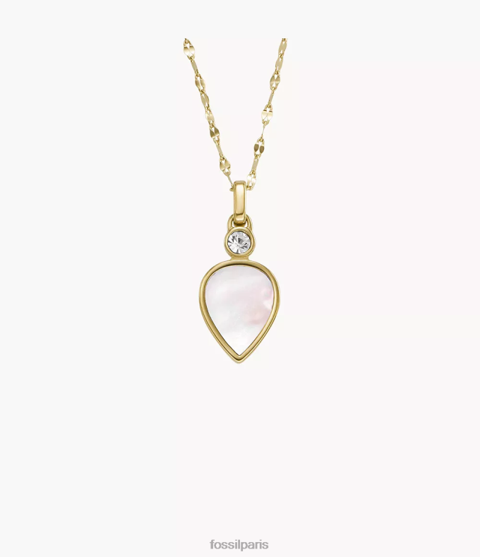 Fossil femmes nacre blanche collier à pendentif en forme de larme bijoux 0ZTD4904