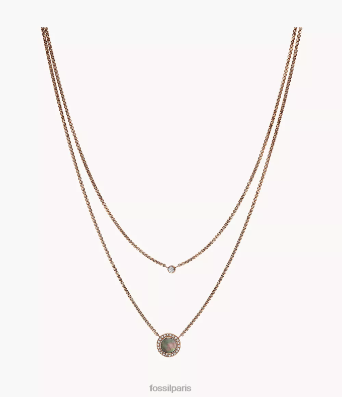 Fossil femmes nacre grise collier à pendentif double disque val bijoux 0ZTD4936