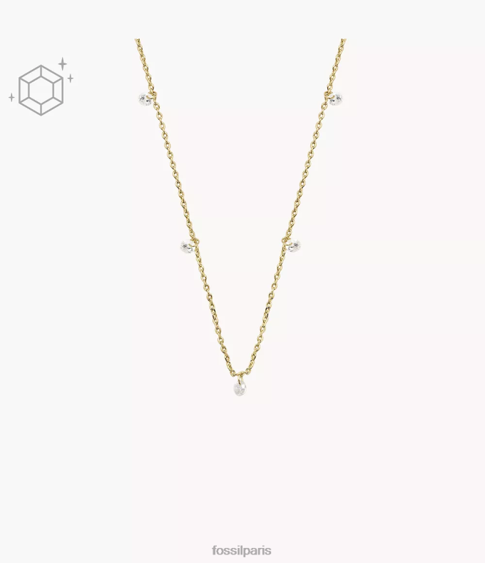 Fossil femmes or collier pendentif en laiton plaqué 14 carats Sadie Shine Bright bijoux 0ZTD4917