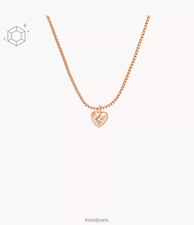 Fossil femmes or rose Collier de station de diamants cultivés en laboratoire transparent plaqué 14 carats True Love bijoux 0ZTD4924