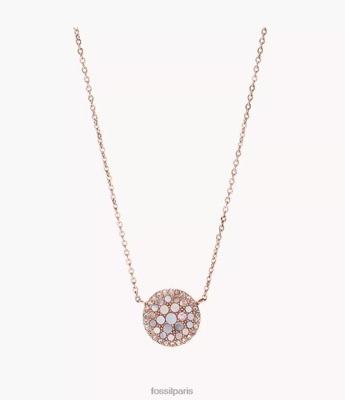 Fossil femmes rose/or rose collier en acier inoxydable mosaïque val bijoux 0ZTD4930