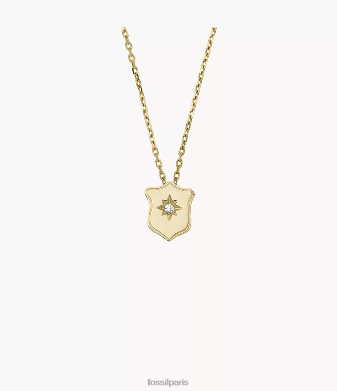 Fossil femmes ton d'or Heritage Essentials - Collier à pendentif bouclier en acier inoxydable bijoux 0ZTD4951