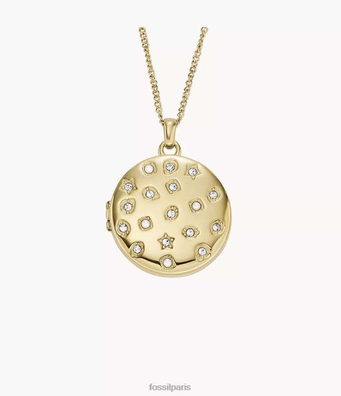 Fossil femmes ton d'or collier chaîne en acier inoxydable collection médaillon bijoux 0ZTD4901
