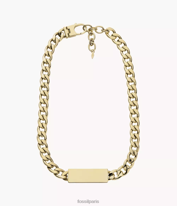 Fossil femmes ton d'or collier d'identification en acier inoxydable Drawn bijoux 0ZTD4960