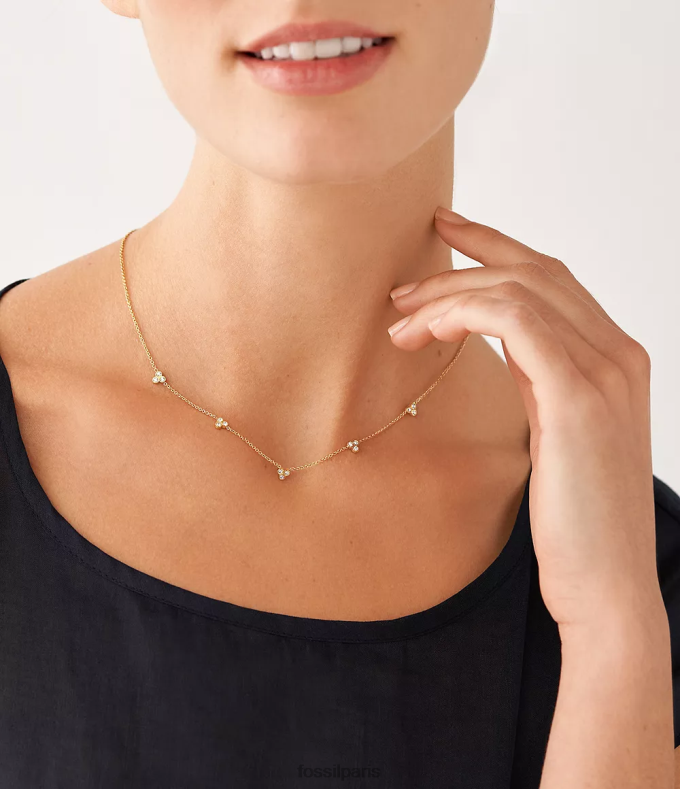 Fossil femmes ton d'or collier de station en acier inoxydable sadie trio paillettes bijoux 0ZTD4920