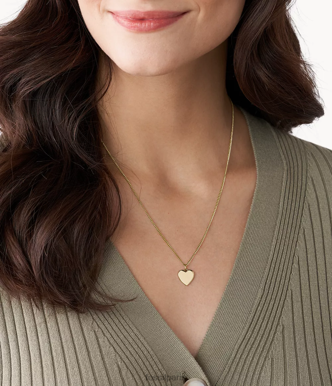 Fossil femmes ton d'or collier en acier inoxydable coeur Lane bijoux 0ZTD4941