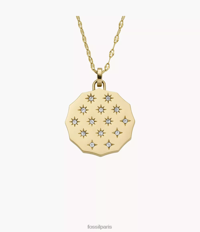 Fossil femmes ton d'or collier à pendentif en acier inoxydable à bords festonnés Sadie bijoux 0ZTD4913