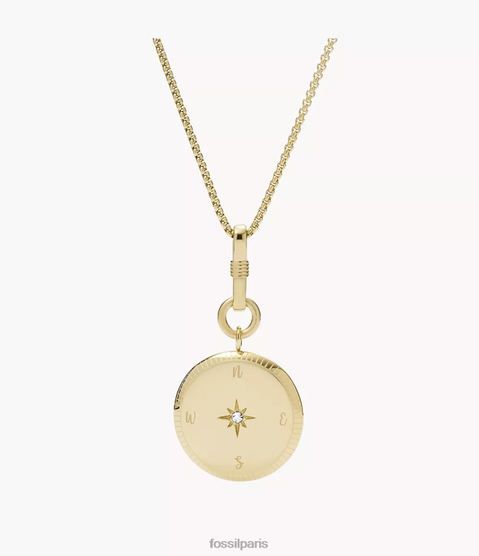 Fossil femmes ton d'or collier pendentif en acier inoxydable intentions du nouvel an de Géorgie bijoux 0ZTD41139