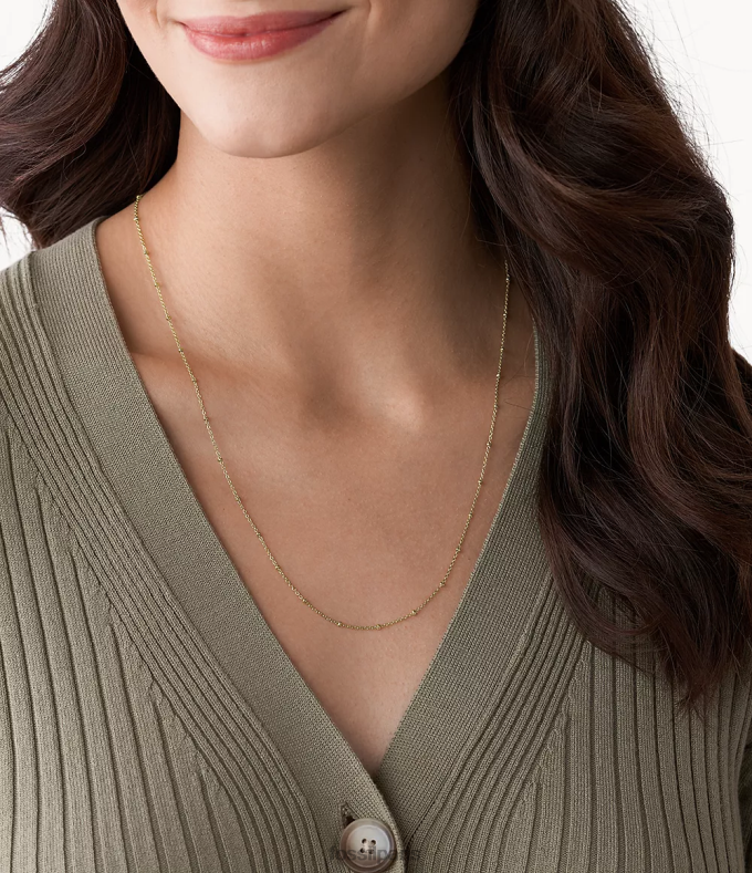Fossil femmes ton d'or corra oh si charmant long collier chaîne en acier inoxydable bijoux 0ZTD41130