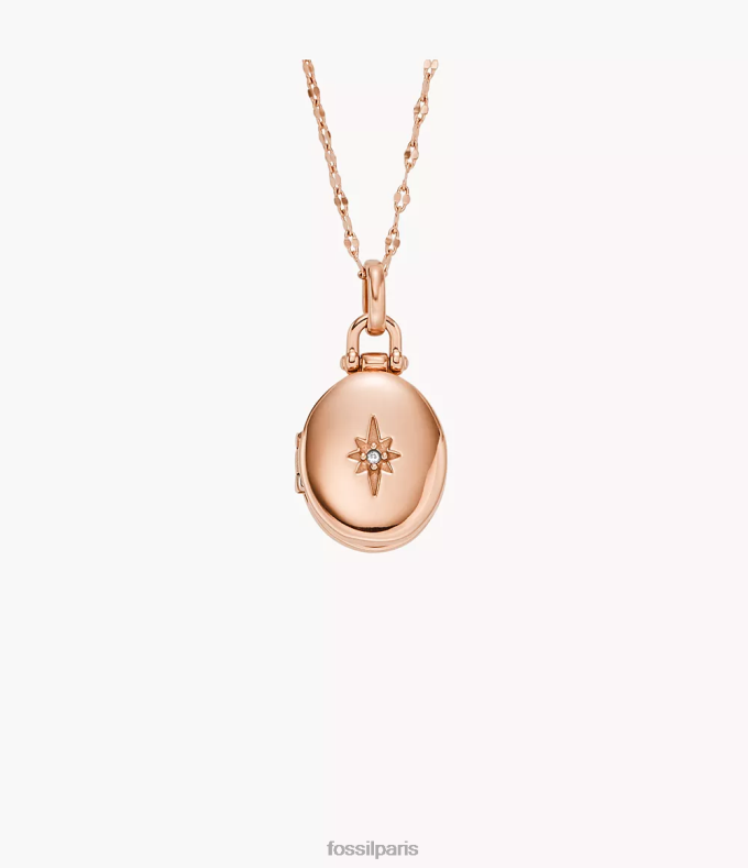 Fossil femmes ton doré rose collier chaîne en acier inoxydable collection médaillon bijoux 0ZTD4910
