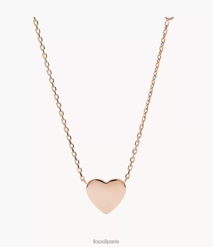 Fossil femmes ton doré rose collier en acier inoxydable coeur Lane bijoux 0ZTD4916
