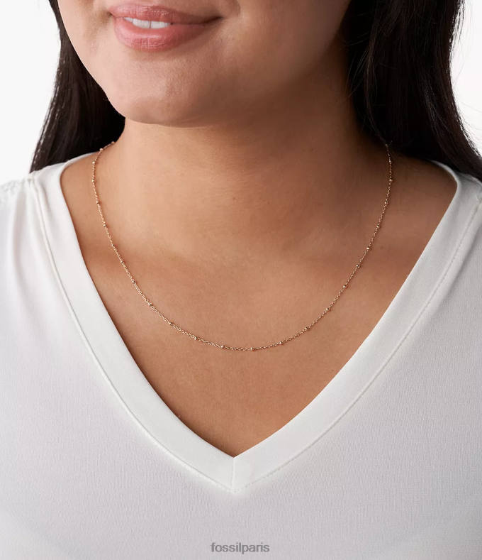 Fossil femmes ton doré rose corra oh si charmant long collier chaîne en acier inoxydable bijoux 0ZTD41201