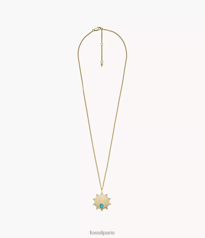 Fossil femmes turquoise collier pendentif soleil du Texas bijoux 0ZTD41236