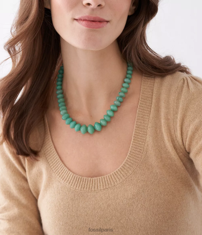 Fossil femmes vert collier de perles d'aventurine tout empilé bijoux 0ZTD4934