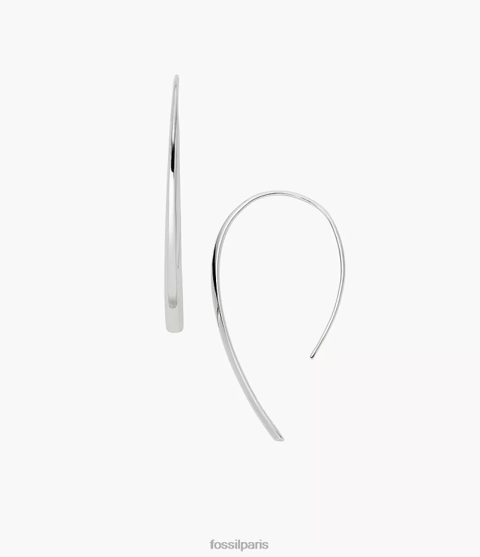 Fossil femmes argent boucle d'oreille créole biseautée sadie en acier inoxydable bijoux 0ZTD41032
